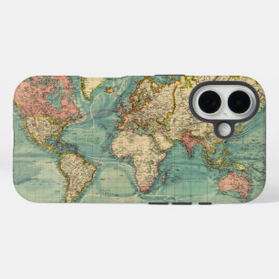 Coques iPhone 16 Carte du monde vintage