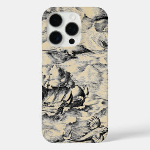 Coques iPhone 16 Pro Carte du monde vintage Monstres Narwhal et Flying