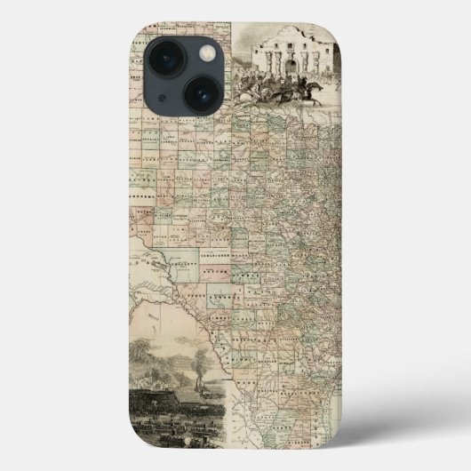 Coques Case-Mate iPhone Carte du Texas aux frontières du comté (Verso)