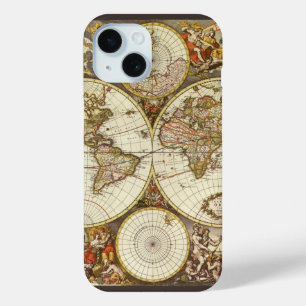 Coque Pour iPhone 15 Carte du Vieux Monde antique par Frederick de Wit,