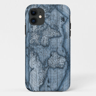 Coques Pour iPhone Carte du Vieux Monde en bleu