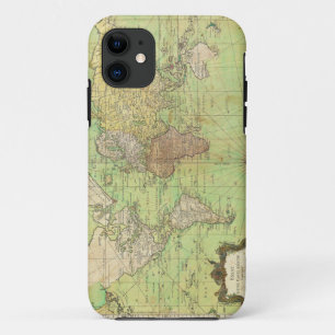 Coque Case-Mate Pour iPhone Carte marine de Bellin de 1778 ou carte du monde