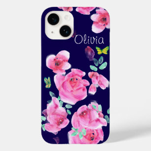 Coque Pour iPhone 14 Carte postale roses à la nuit sous une lampe de ru