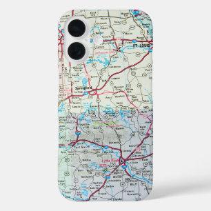 Coques iPhone 16 Carte routière du Midwest United States