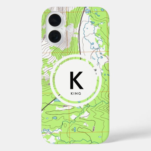 Coques Case-Mate iPhone Carte topographique Monogramme (Verso)