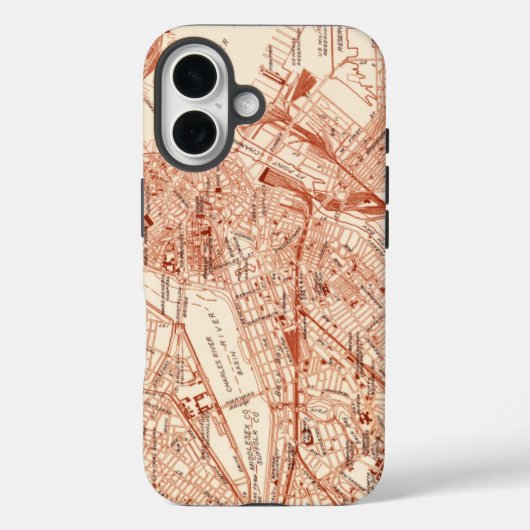Coques Case-Mate iPhone Carte vintage de Boston (Verso)