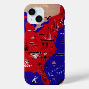 Coque Pour iPhone 15 Carte vintage du Bureau de Tourisme des États-Unis