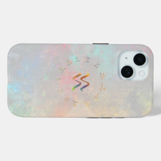 Coques Case-Mate iPhone Carte Zodiac Aquarius - Design blanc (Verso (horizontal))