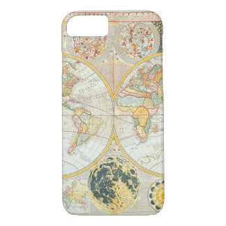 Coque iPhone 8/7 Cartes antiques du monde d'hémisphère de