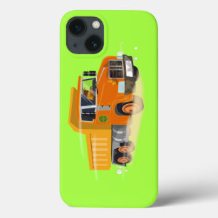 iPhone 13 Coque Cartographie de camion à vidange jaune pour enfant