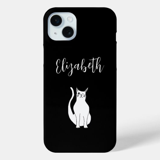 Coques Case-Mate iPhone Carton chat mignon Winking Kitty Noir (Verso)