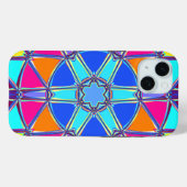 Coques Case-Mate iPhone Carton Mandala bleu rose jaune et orange (Verso (horizontal))