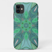 Coques Case-Mate iPhone Carton Mandala Flower bleu et vert (Dos)
