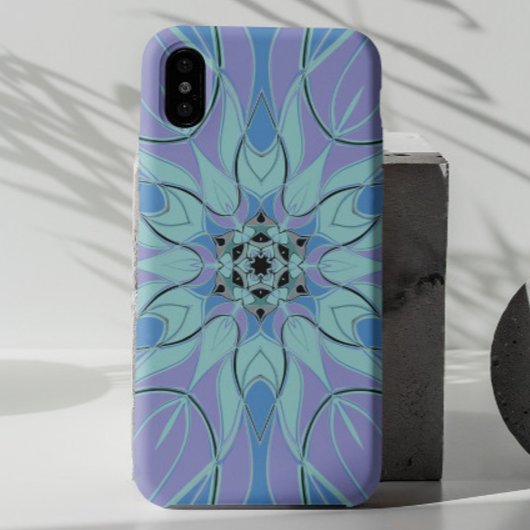 Coques Case-Mate iPhone Carton Mandala Flower bleu et violet