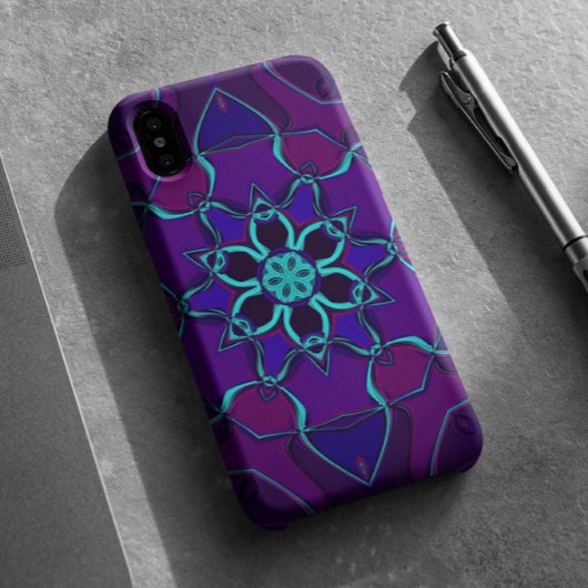 Coques Case-Mate iPhone Carton Mandala Flower bleu et violet