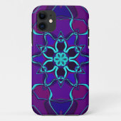 Coques Case-Mate iPhone Carton Mandala Flower bleu et violet (Dos)