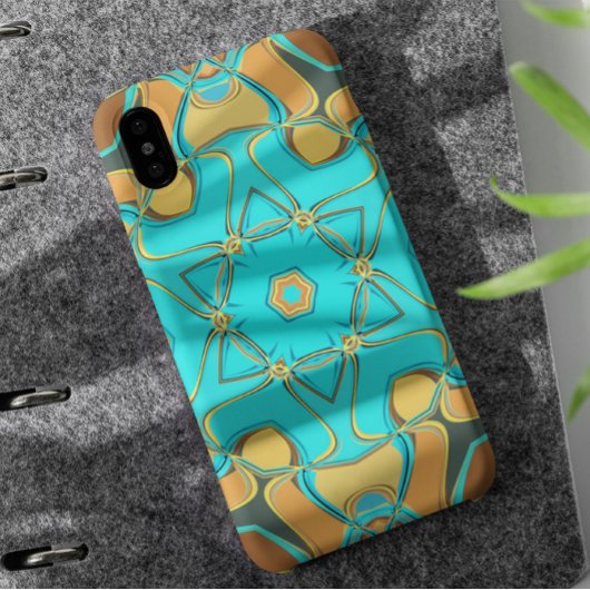 Coques Case-Mate iPhone Carton Mandala Flower Blue et orange