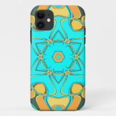 Coques Case-Mate iPhone Carton Mandala Flower Blue et orange (Dos)