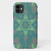 Coques Case-Mate iPhone Carton Mandala Flower vert et bleu (Dos)