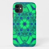 Coques Case-Mate iPhone Carton Mandala Flower vert et bleu (Dos)