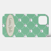 Coques Case-Mate iPhone Cartoon Crânes blanches sur vert Embossé Texte Eff (Verso (horizontal))