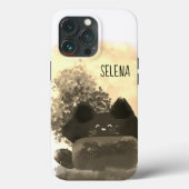 Coques Case-Mate iPhone Cartoon Gold et Black Cute Chat Fluffé caché (Verso)