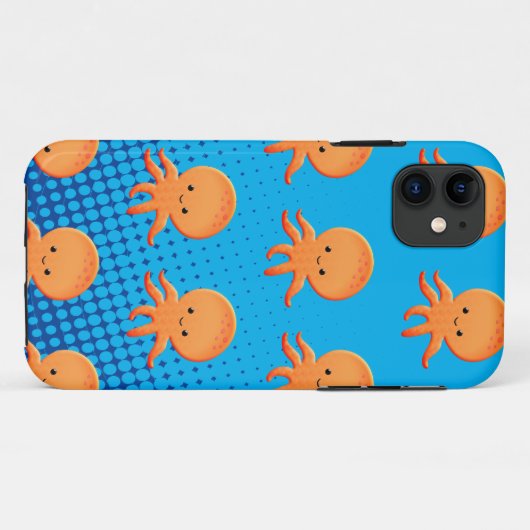 Coques Case-Mate iPhone Cartoon mignon bébé poulpe bleu océan (Dos (Horizontal))