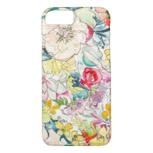 Coque iPhone 8/7 Cas au néon de l'iPhone 7 de fleur d'aquarelle