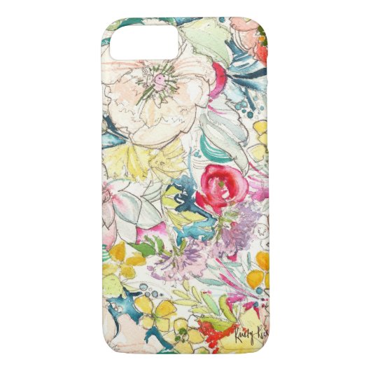 Coques Case-Mate iPhone Cas au néon de l'iPhone 7 de fleur d'aquarelle (Dos)