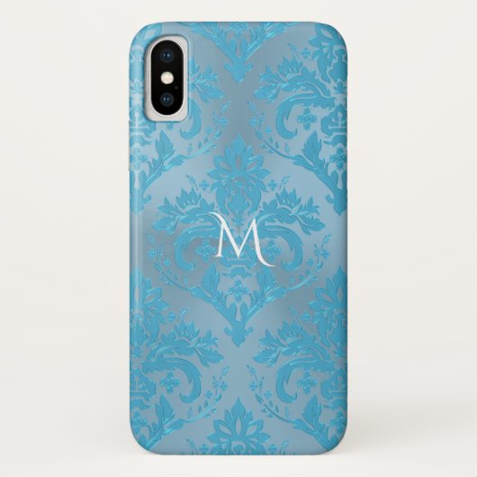 Coques Case-Mate iPhone Cas bleu-clair de l'iPhone X de monogramme de (Dos)
