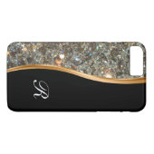 Coques Case-Mate iPhone Cas chic de monogramme de Bling (Dos (Horizontal))