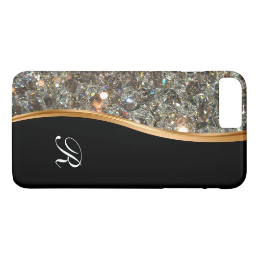 Coques Case-Mate iPhone Cas chic de monogramme de Bling (Dos (Horizontal))