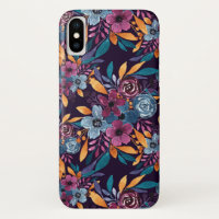 Cas de Burgundy Navy Mustard Watercolor Flowers