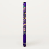 Coques Case-Mate iPhone Cas de fractale de pourpre royal de monogramme (Dos/Droite)