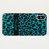 Coques Case-Mate iPhone Cas de poster de animal de léopard de turquoise (Dos (Horizontal))