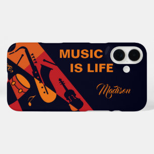 Coques iPhone 16 Plus Cas de téléphone de musique Abstraite de nom perso
