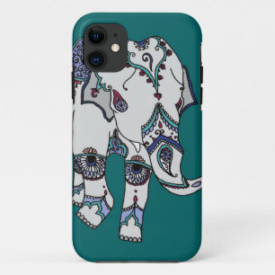 Coques Pour iPhone Cas de téléphone d'éléphant embelli par turquo