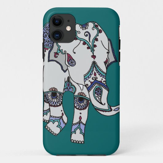 Coques Case-Mate iPhone Cas de téléphone d'éléphant embelli par turquoise (Dos)