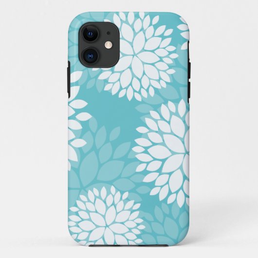 Coques Case-Mate iPhone Cas floraux turquoises de motif (Dos)