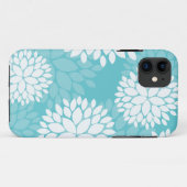 Coques Case-Mate iPhone Cas floraux turquoises de motif (Dos (Horizontal))