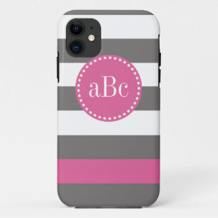 Case-Mate iPhone Case Cas gris-foncé et rose de monogramme