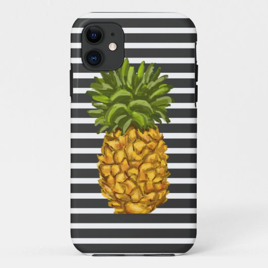 Coques Case-Mate iPhone Cas moderne de téléphone d'ananas de rayures (Dos)