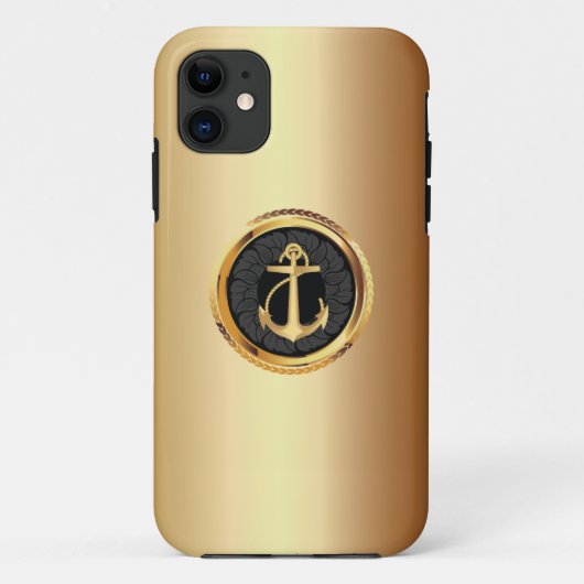 Coques Case-Mate iPhone Cas nautique de l'iPhone 5 d'Ancre élégante d'or (Dos)