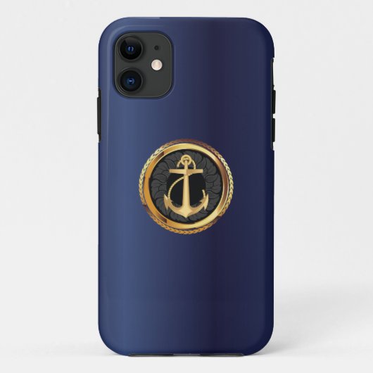 Coques Case-Mate iPhone Cas nautique de l'iPhone 5 de bleu marine d'Ancre (Dos)