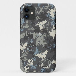 Coque iPhone 11 Cas numérique de camo de l'iPhone 5 de gris bleu