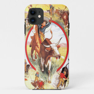Coque iPhone 11 Cas occidental d'IPhone 5 "de cow-girl vintage"