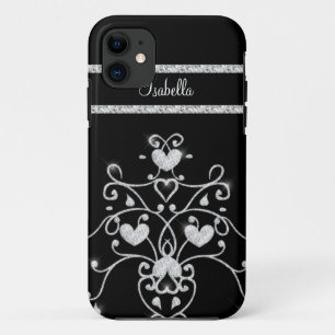 Coque iPhone 11 Cas scintillant de l'iPhone 5 de coeurs de diadèm