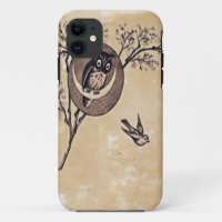 Cas vintage de Coque-Compagnon de hibou