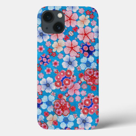 Coques Case-Mate iPhone Cascade bleue en cascade Floral Chirimen (Verso)