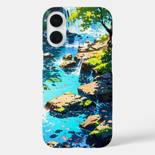 Coques iPhone 16 Cascade dans la forêt de printemps